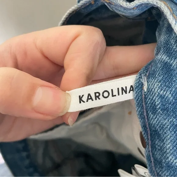 GRLFRND Karolina Button Fly High Rise Straight Leg Raw Hem Jeans - Picture 4 of 6